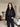 Veste zippée à capuche avec strass et fausse fourrure – Noir