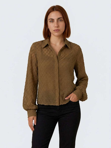 Chemise fluide à col V élégant – Café