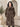 Manteau long en fausse fourrure à col montant – Choco