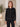Gilet en maille à col chemise et boutons dorés – Noir