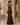 Robe longue en dentelle à col montant – Choco