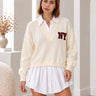 Pull effet chemise 2-en-1 à écusson NY – Blanc