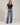 Jean délavé taille haute à jambes larges – Bleu