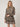 Robe courte léopard à taille smockée et jupe à volants