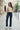 Jean Femme Taille Haute Wide Leg Coupe Légèrement Évasée à Poches Plaquées - Bleu