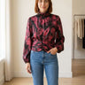 Blouse imprimée botanique élégante – Noir