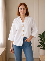 Chemise femme fluide à boutons bijoux