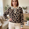 Pull polo imprimé léopard – Taupe