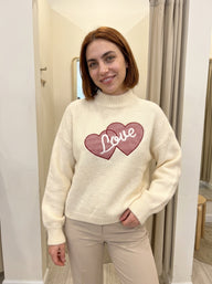 Pull femme à motifs cœurs